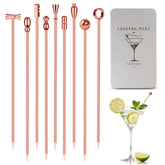Metal Martini Cocktail Picks rose gold 9 pcs set
