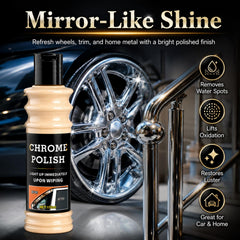 Wheel rim treated with metal polish paste