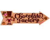 Metal Sign Chocolate Factory Arrow front view