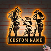 Metal Sign Decor led lights wall art featuring motocross family motif
