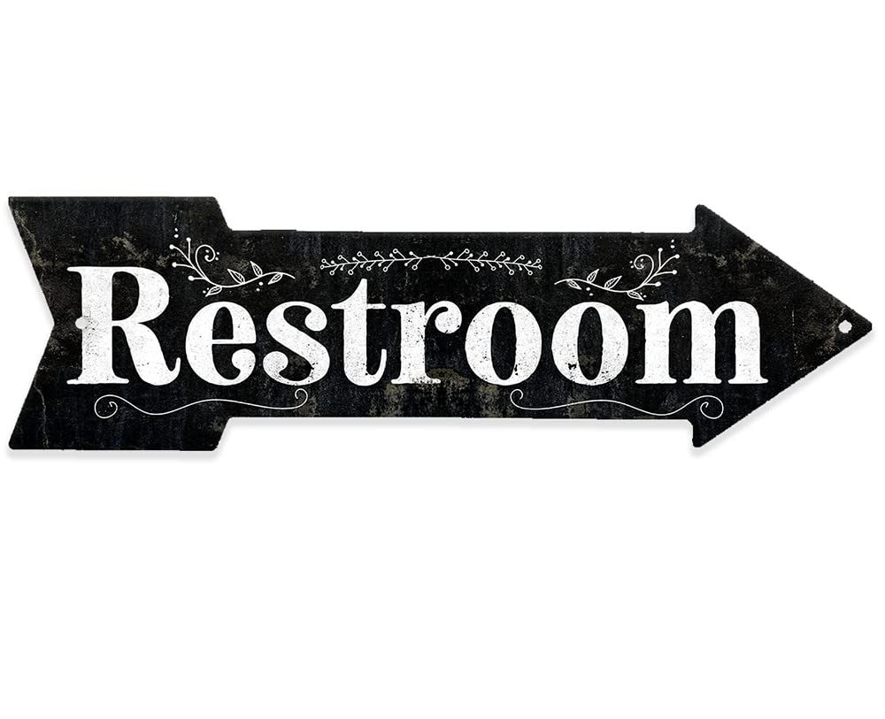 Metal sign for restrooms directional aluminum epoxy ink 17x5