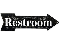 Metal sign for restrooms directional aluminum epoxy ink 17x5