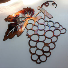 Copper and bronze plated metal wall art grape bushel