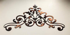 Polished Steel glossy coated finish option on ornamental scroll wall decor
