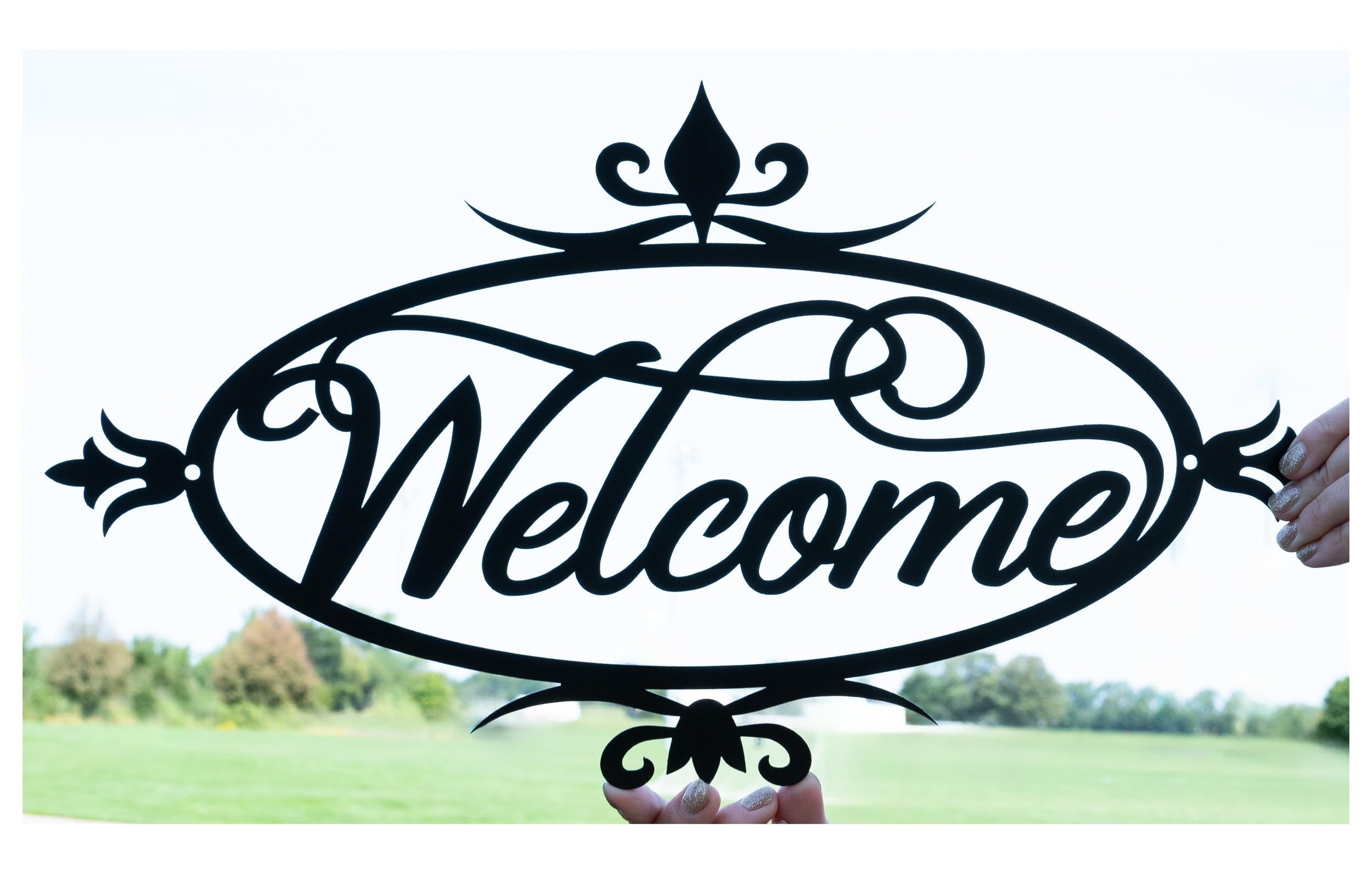 Metal Welcome Plaque product image showing steel build