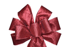 Metallic red glitter wired ribbon wreath bow