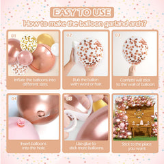 metallic rose gold balloons set for arch