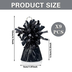 Metallic wrapped balloon weights in black color