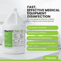 Metricide 28 sterilizing solution label with 2.5 percent glutaraldehyde