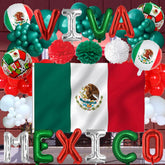 108pcs set of Mexican Independence Day Decorations including latex balloons and flags