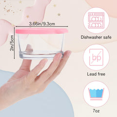 7 oz capacity glass prep bowls with lids blue color