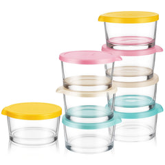 Meyeyaia small glass bowls with lids set of 8 pink white blue yellow