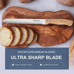 8 inch Mezzo bread knife with full tang construction