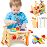Mgtfbg Kids Tool Set wooden toolbox used as workbench