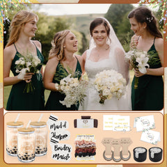 Satin bridesmaid scrunchies and champagne spiral hair ties