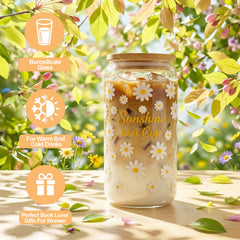 16oz floral glass cup included in MHSMHL self care set