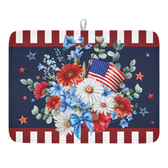 MiaoSi 18x24 patriotic dish drying mat with red blue white floral pattern