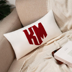 Personalized couple gift monogram pillow on textile