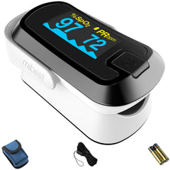 mibest oled finger pulse oximeter white black display