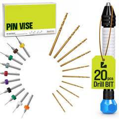 Micro Drill Bits Set with Pin Vise Hand Drill Manual 21-piece kit front view
