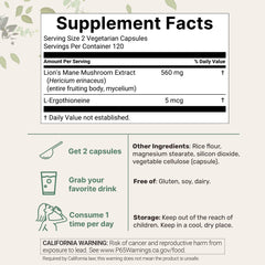 Lions Mane Extract with L Ergothioneine capsule close up