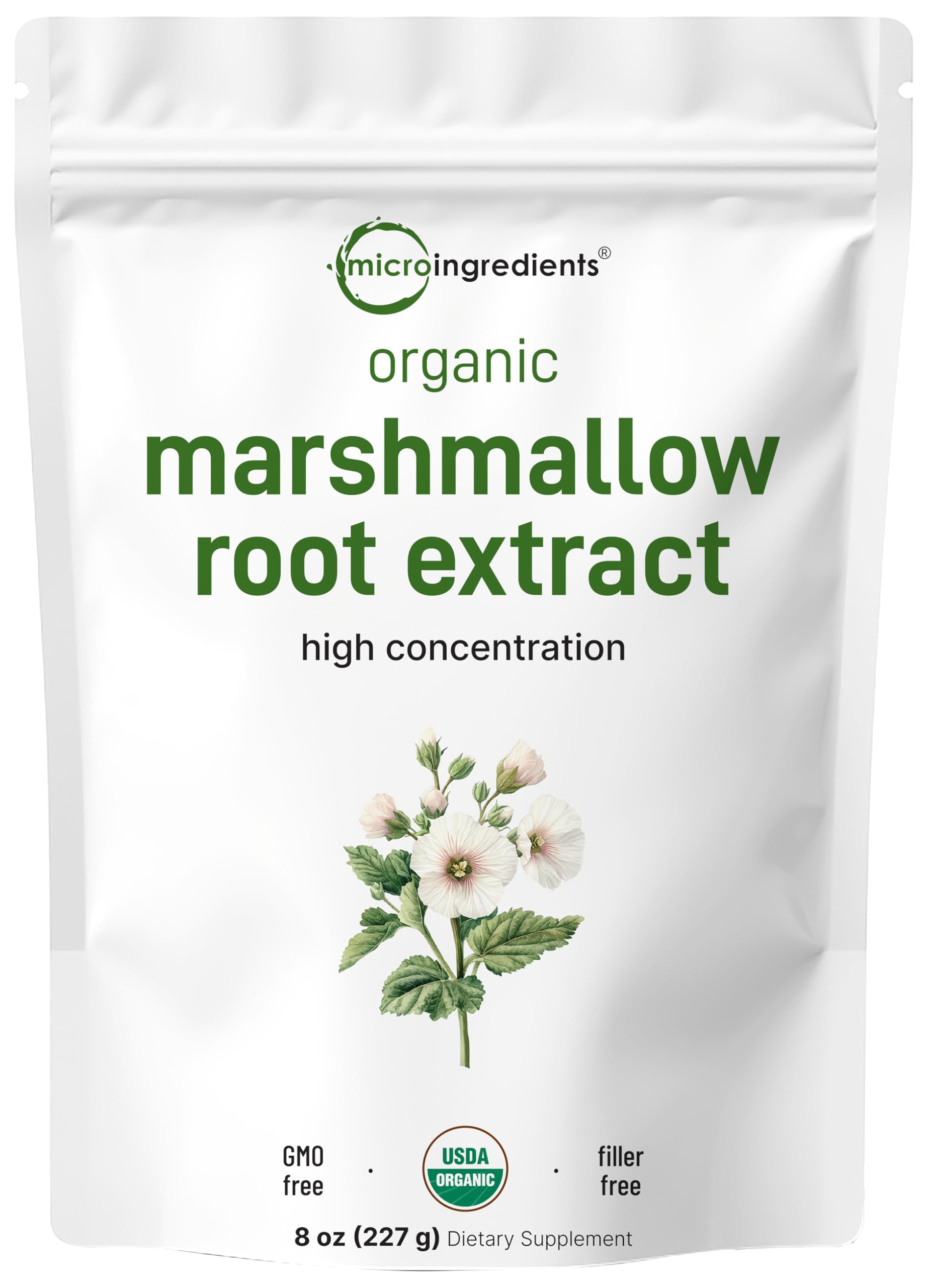 Micro Ingredients Organic Marshmallow Root Powder 8 oz packaging