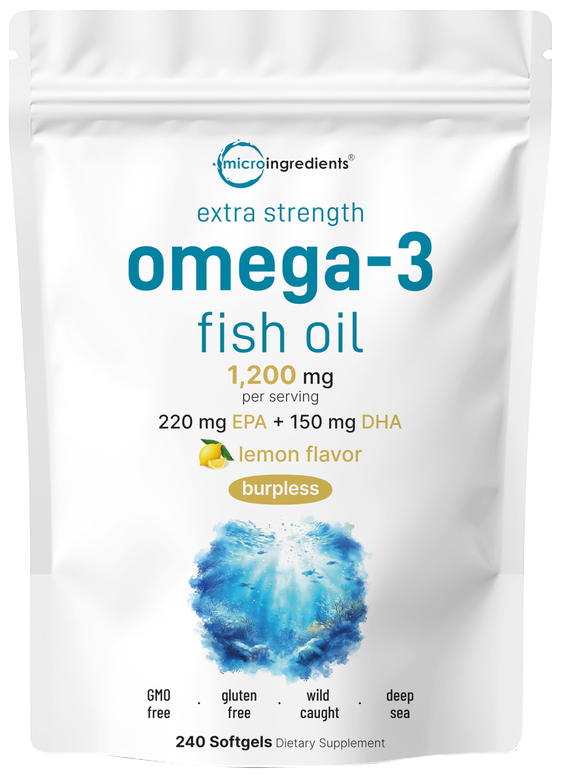 Micro Ingredients omega-3 fish oil supplements 1200mg softgels