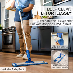 Two microfiber wet mop pads for damp cleaning included