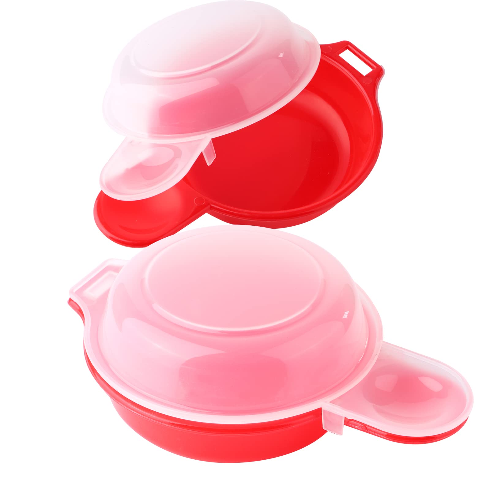 Two Microwave Egg Cooker units in red and clear