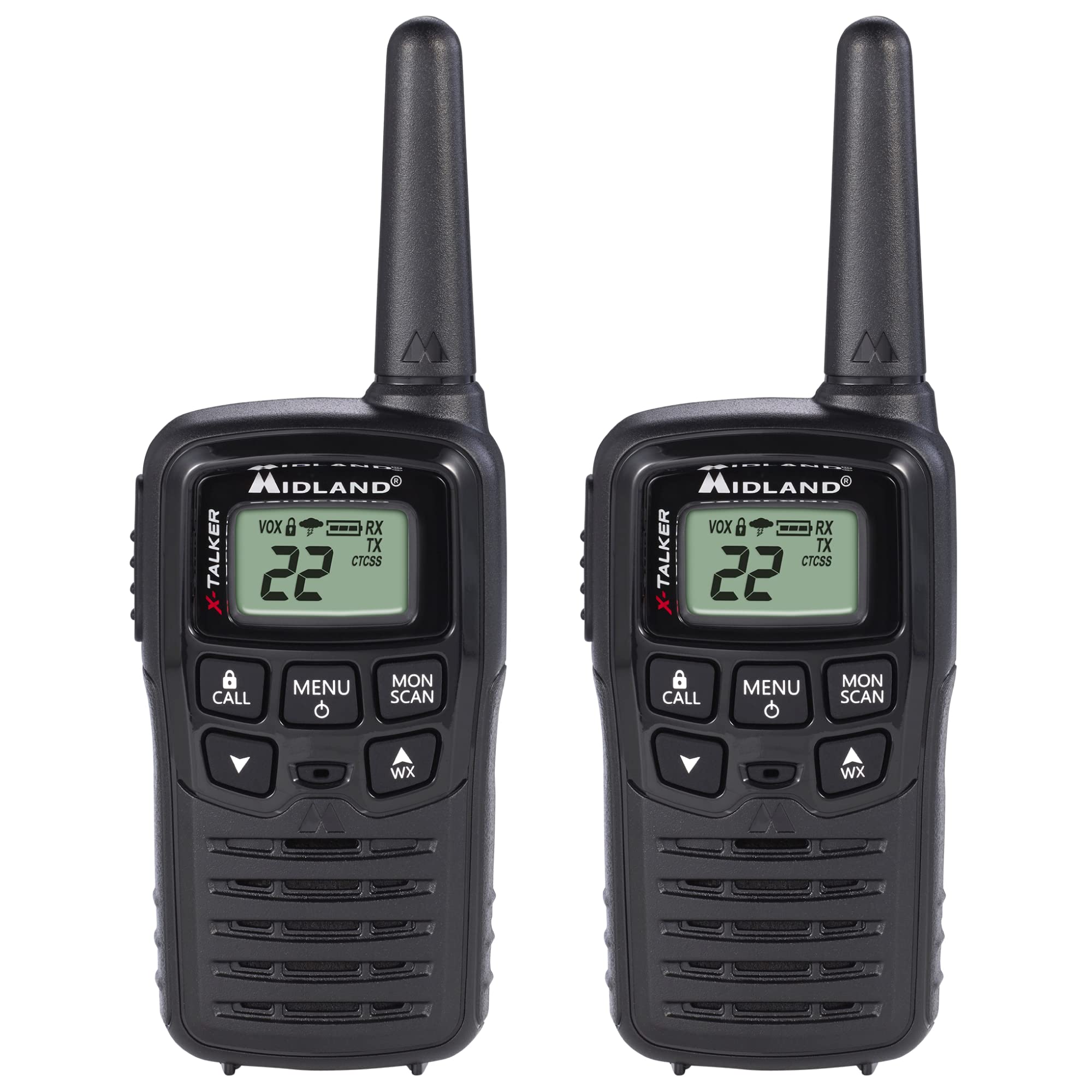 Midland T10 X-Talker FRS Walkie Talkie black front view