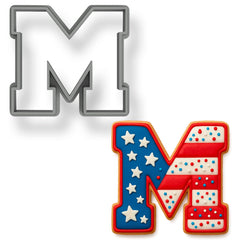 Mighty Gadget Varsity Letter M cookie cutter close up