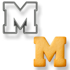 Mighty Gadget Varsity Letter M cookie cutter 3 inch size