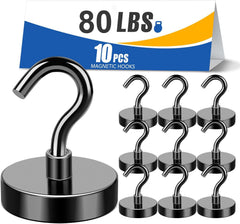 MIKEDE 80LBS Magnetic Hooks black on metal surface