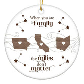 Miles Apart Long Distance Family Ornament front view