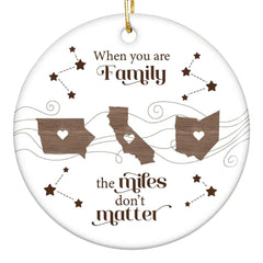 Miles Apart Long Distance Family Ornament front view