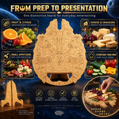 Millennium Falcon cutting board set viewed from above highlighting compact design