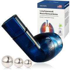 MILLSTEPS breathing exercise device for lungs with flutter valve blue