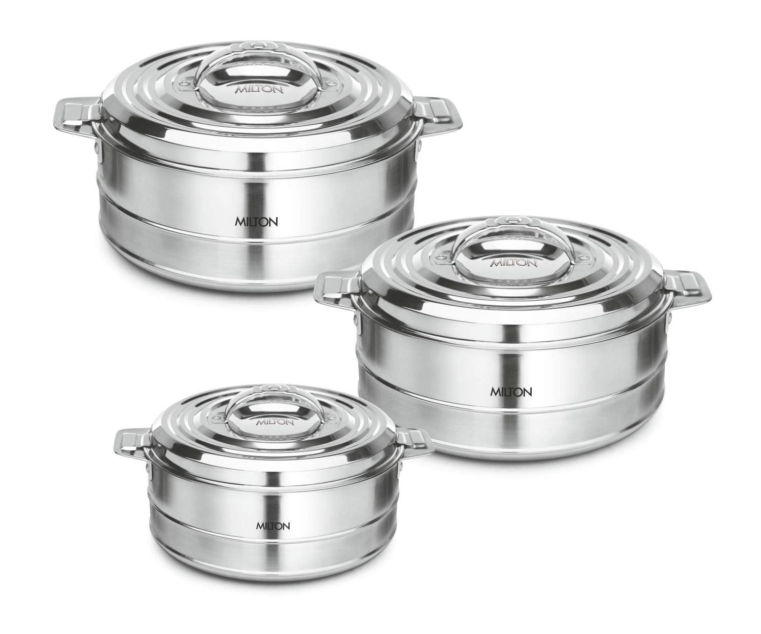 Milton Fortuner 3-Pc Set stainless steel casserole 2.05 Litre Silver