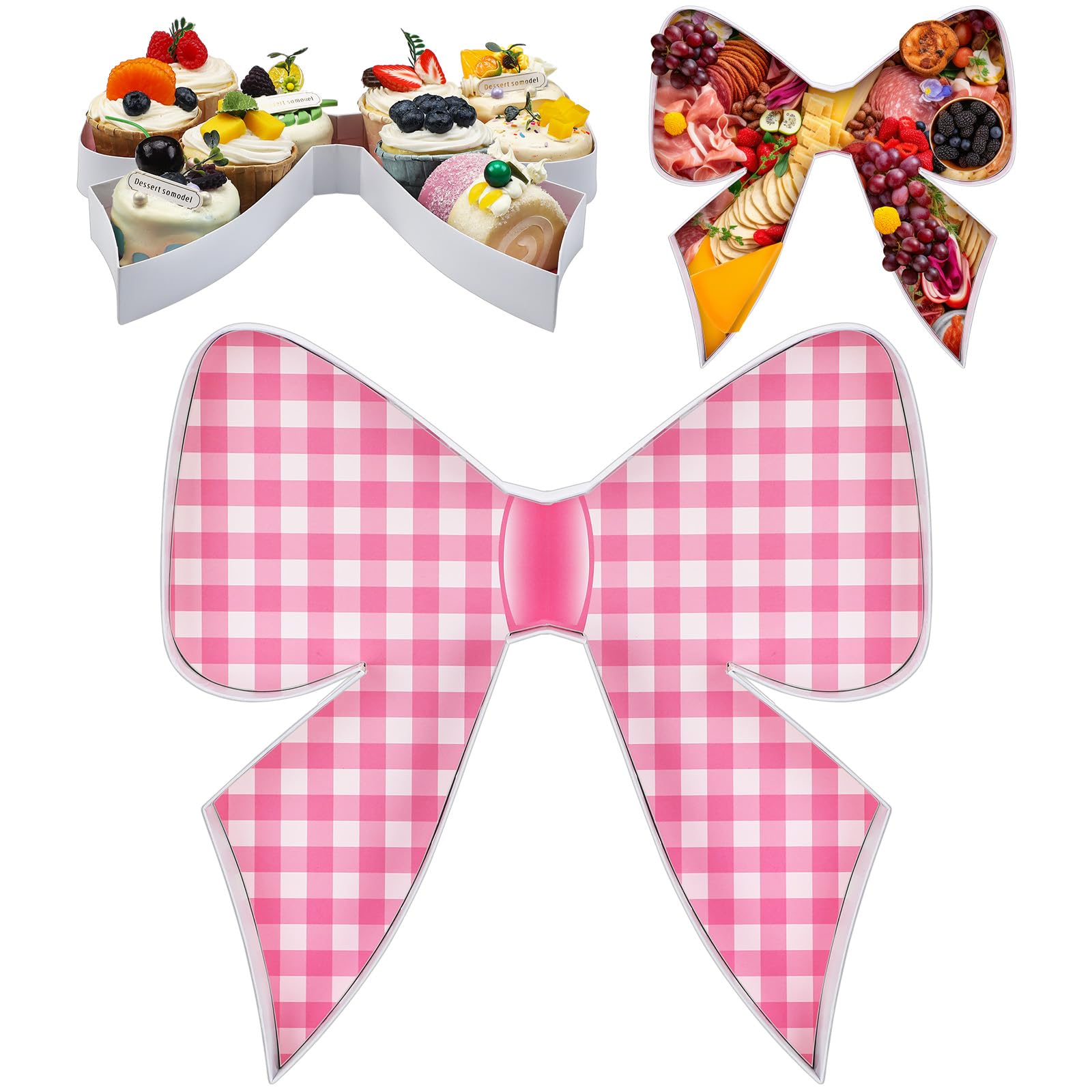 Mimorou pink bow party decorations 11.8 inch tray
