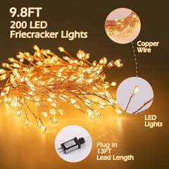 Firecracker cluster LEDs with 13ft lead cord by Minetom