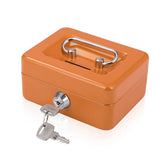 Orange mini cash box with lock and top coin slot
