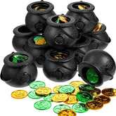 Green and gold mini cauldron kettles set of 12