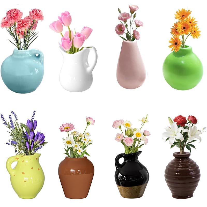 Mini Magnetic Vase 8pack on fridge surface
