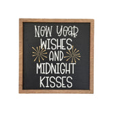 Mini 3-inch New Year Wishes and Midnight Kisses sign for tiered trays