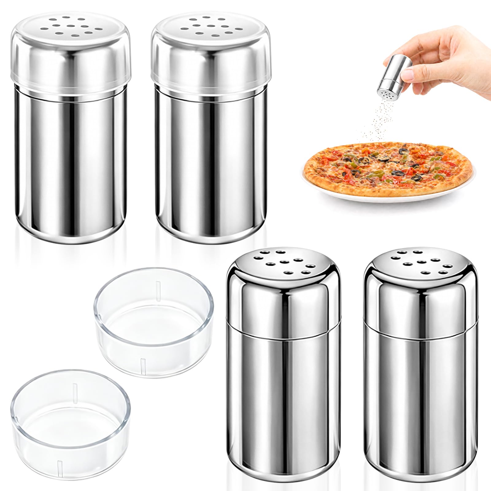 Mini stainless steel spice jars 4 pack with clear lid for travel