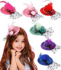 Six color mini tea party hats set