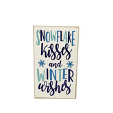 Mini Winter Wishes Sign 3in x 5in wood sign with snowflake accents