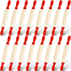 sixteen mini wooden rolling pins 8 inch with red handles for kitchen