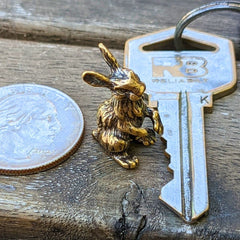 Miniature brass rabbit decorative sculpture