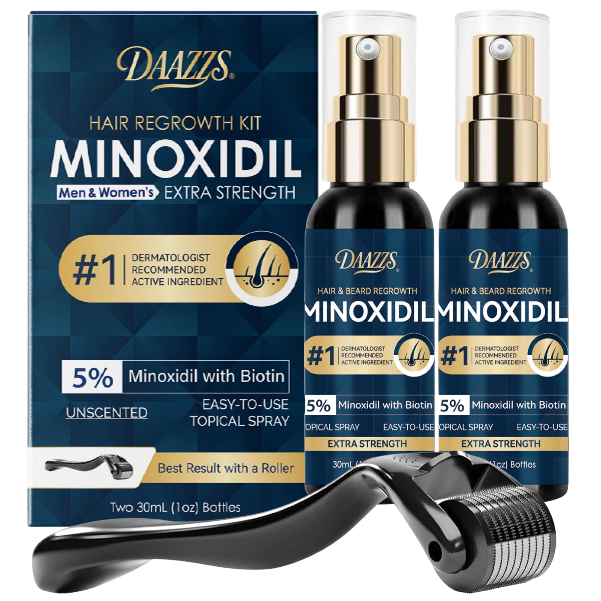 5 percent minoxidil hair and beard regrowth kit 2x1oz bottle